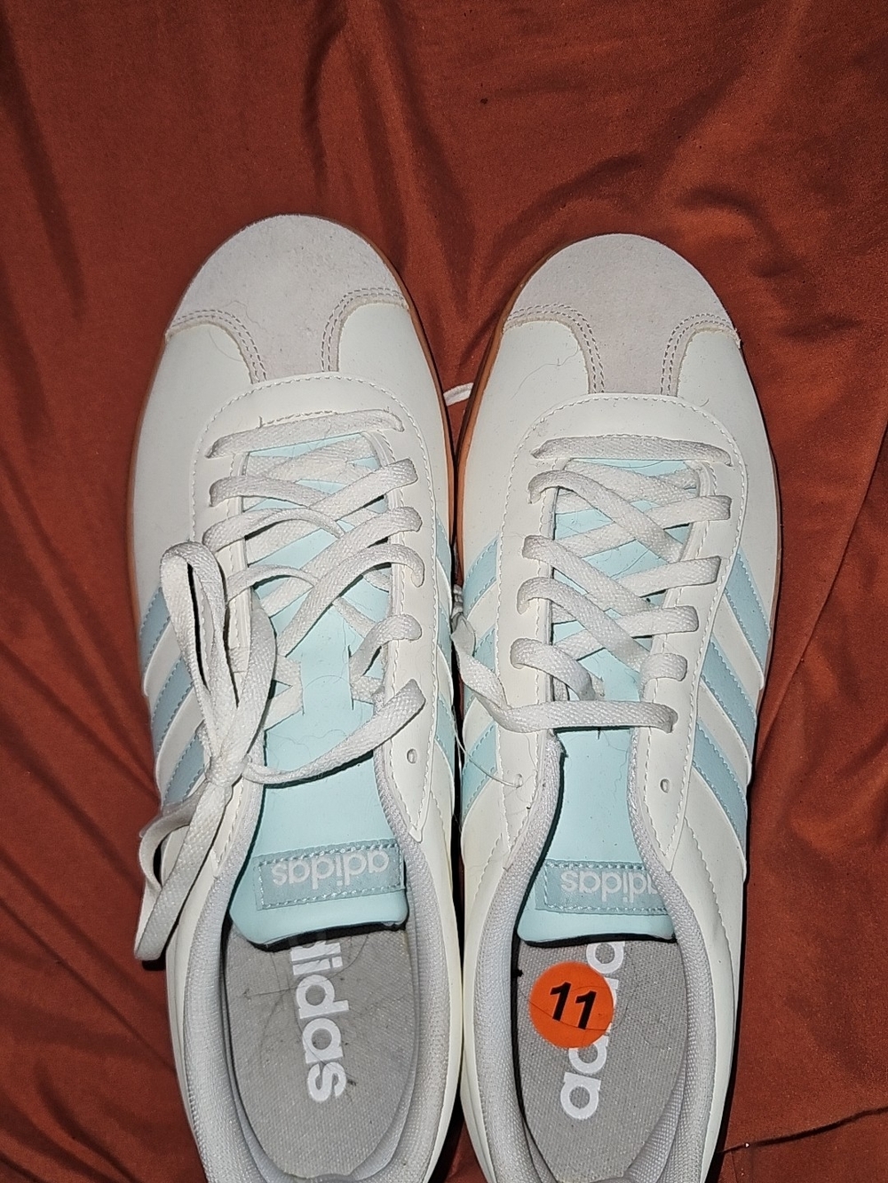 Adidas Women’s White and Light Teal Classic Sneakers- W11
